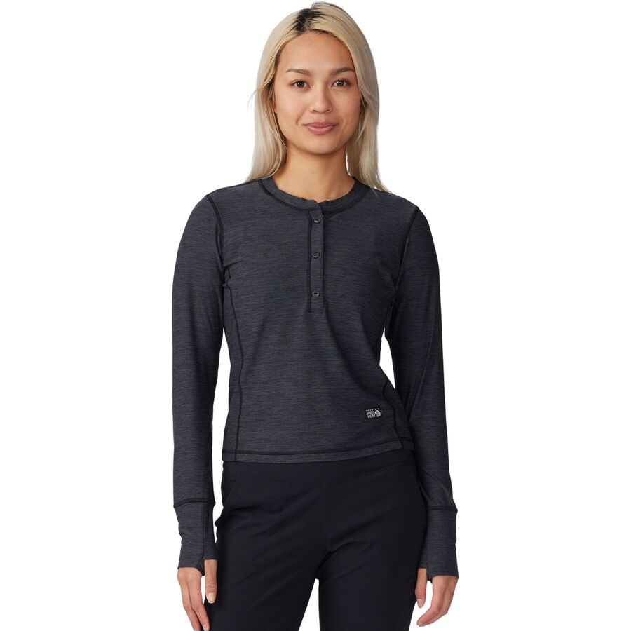 (取寄) マウンテンハードウェア レディース チラクション ロング-スローブ クルー トップ - ウィメンズ Mountain Hardwear women Chillaction Long-Sleeve Crew Top - Women's Black Heather