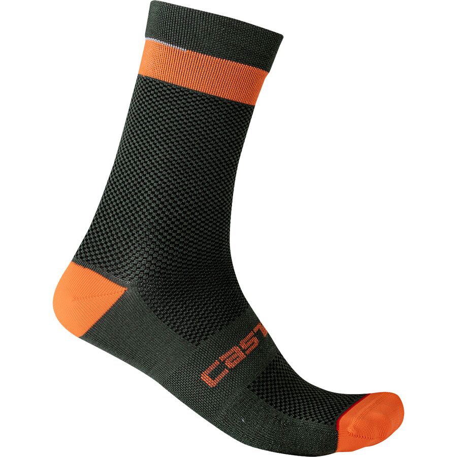 (取寄) カステリ アルファ 18 ソック Castelli Alpha 18 Sock Military Green/Fiery Red