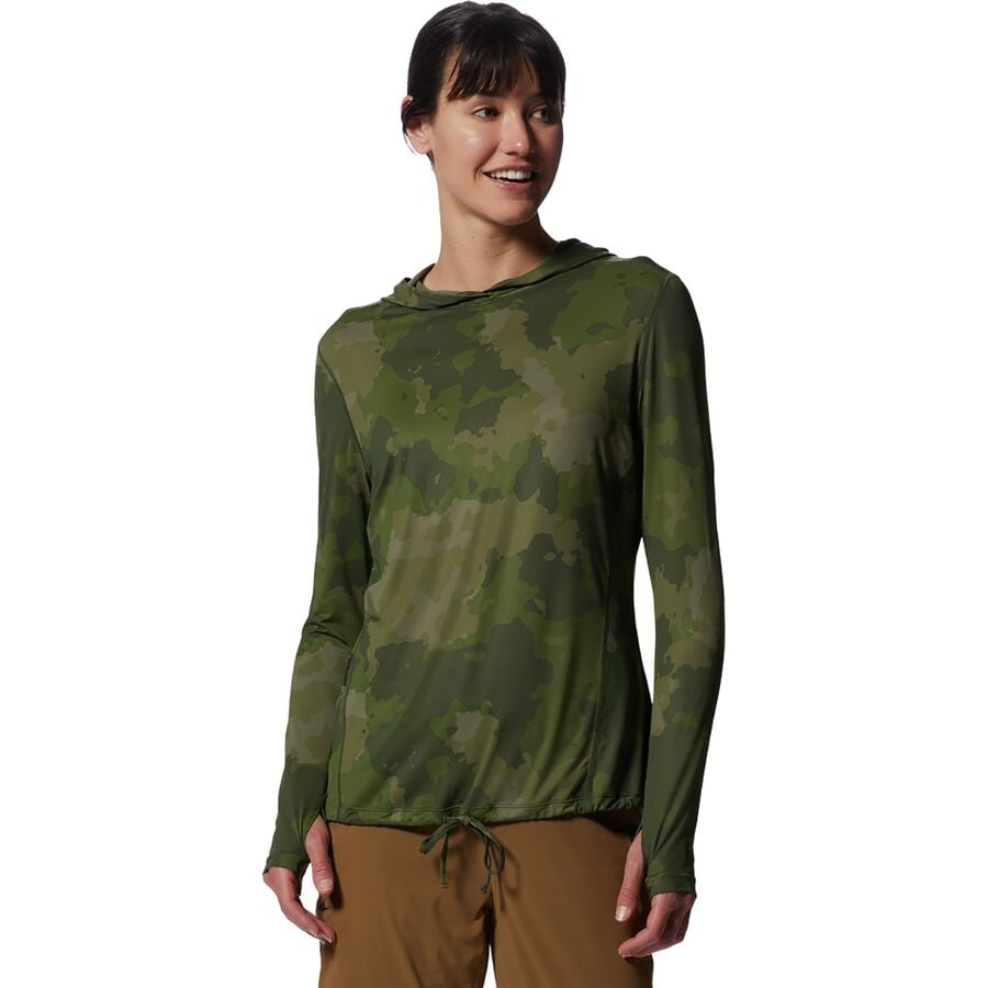 (取寄) マウンテンハードウェア レディース クレーター レイク ロング-スローブ パーカー Mountain Hardwear women Crater Lake Long-Sleeve Hoodie - Women's Surplus Green Pines Camo