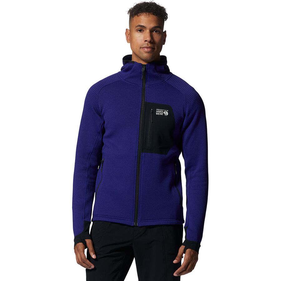 (取寄) マウンテンハードウェア メンズ ポーラテック パワー グリッド フル-ジップ パーカー Mountain Hardwear men Polartec Power Grid Full-Zip Hoodie - Men's Klein Blue Heather 1