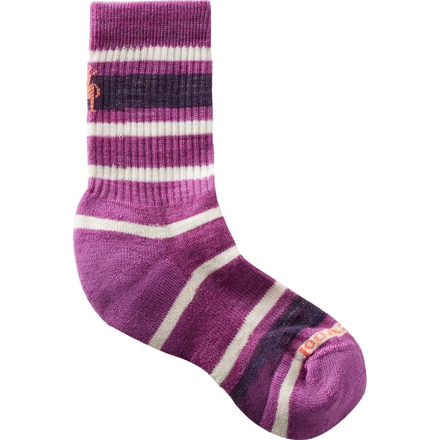 (取寄) スマートウール キッズ ハイク ライト クッション ストライプド クルー ソック - キッズ Smartwool kids Hike Light Cushion Striped Crew Sock - Kids' Meadow Mauve 1