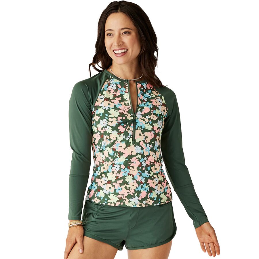 () J[ fUC fB[X Ri bVK[h - EBY Carve Designs women Kona Rashguard - Women's Wildflower/Cilantro