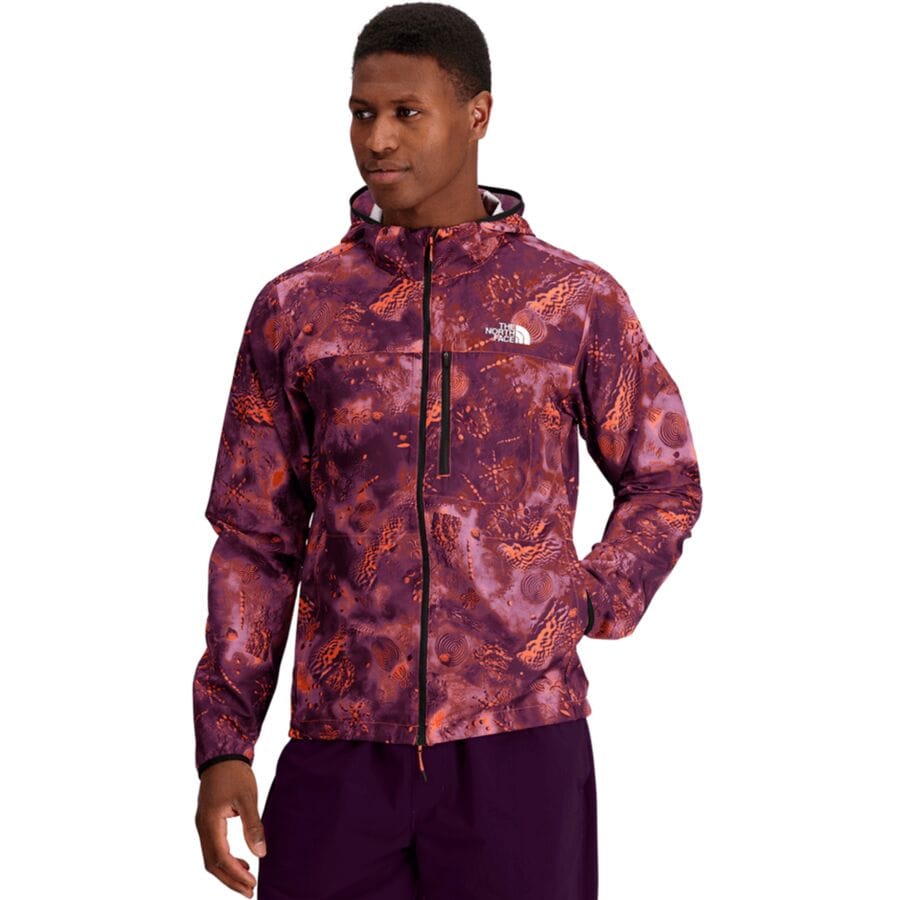 () m[XtFCX Y nC[  EBh WPbg - Y The North Face men Higher Run Wind Jacket - Men's Vivid Flame Trailglyph Print