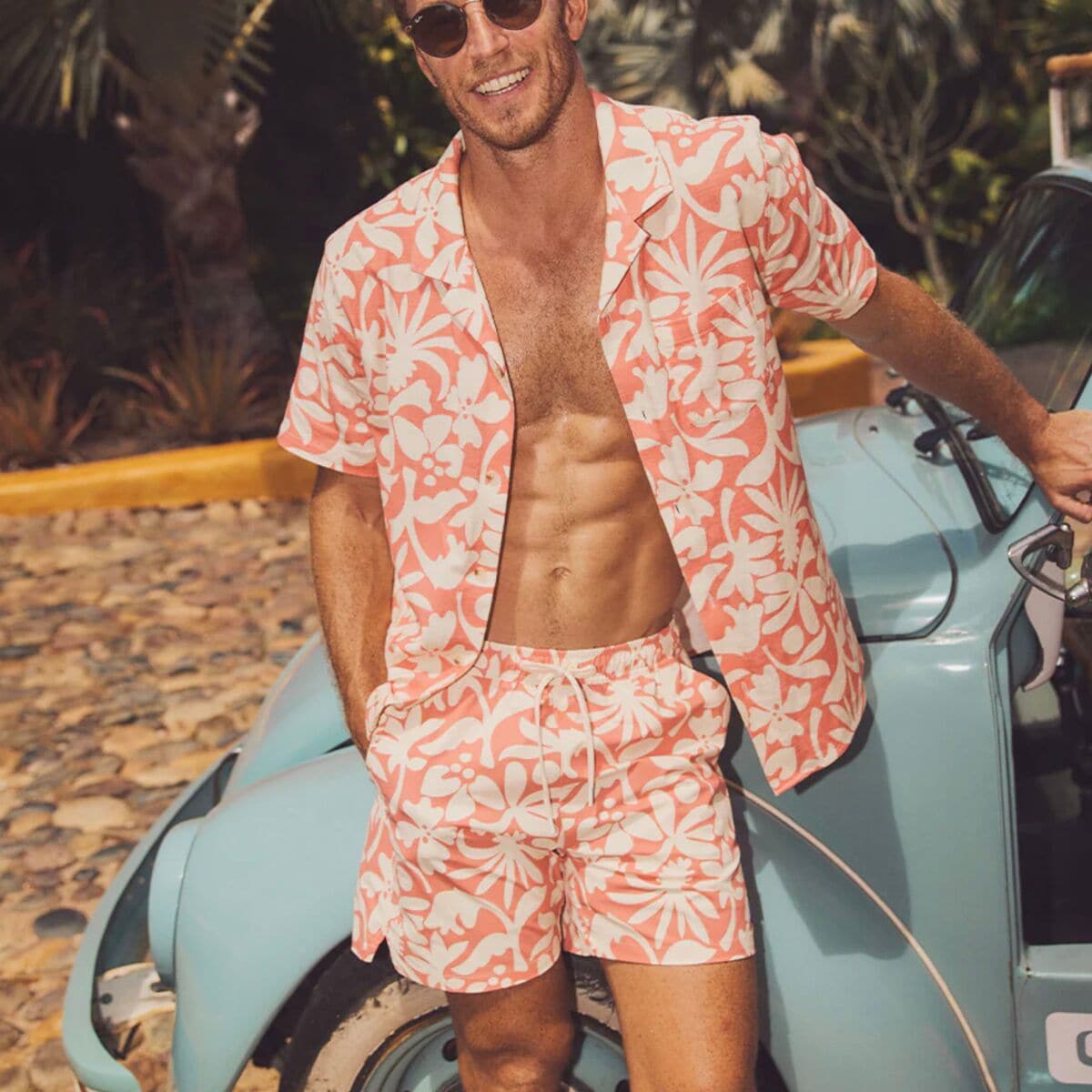 (取寄) マリンレイヤー メンズ メカニカル ストレッチ スイム トランク - メンズ Marine Layer men Mechanical Stretch Swim Trunk - Men's Coral Abstract Floral