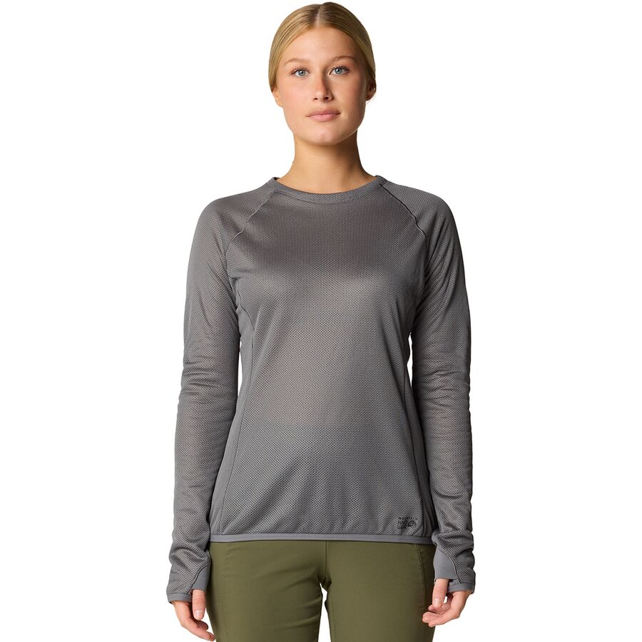 (取寄) マウンテンハードウェア レディース エアメッシュ ロング-スローブ クルー トップ - ウィメンズ Mountain Hardwear women AirMesh Long-Sleeve Crew Top - Women's Sediment