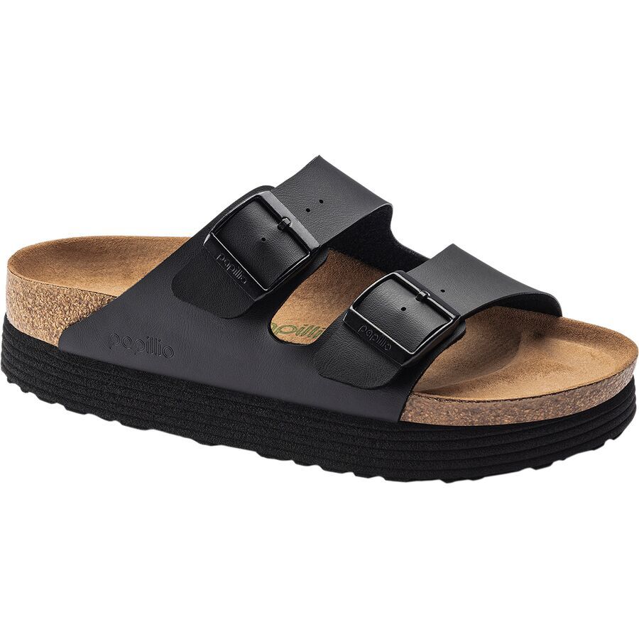 (取寄) ビルケンシュトック レディース アリゾナ プラットフォーム ビーガン ナロー サンダル - ウィメンズ Birkenstock women Arizona Platform Vegan Narrow Sandal - Women's Black Birko-Flor