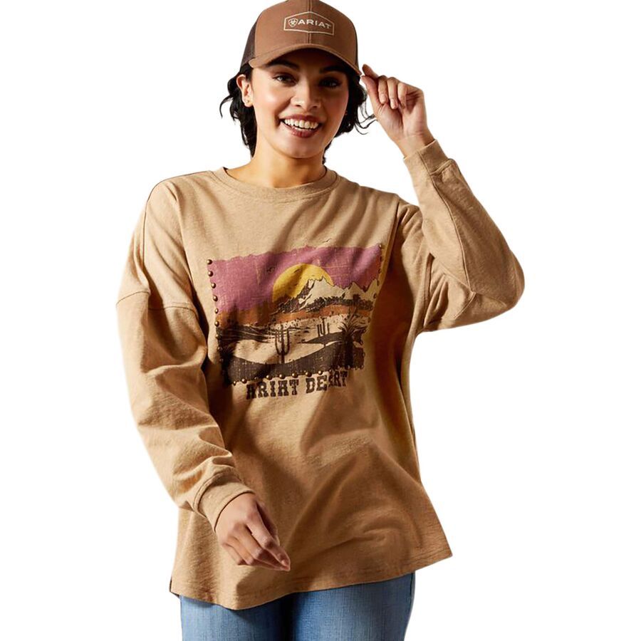 (取寄) アリアット レディース キャンバス オーバーサイズ T-シャツ - ウィメンズ Ariat women Canvas Oversized T-Shirt - Women's Dark Heather Oatmeal