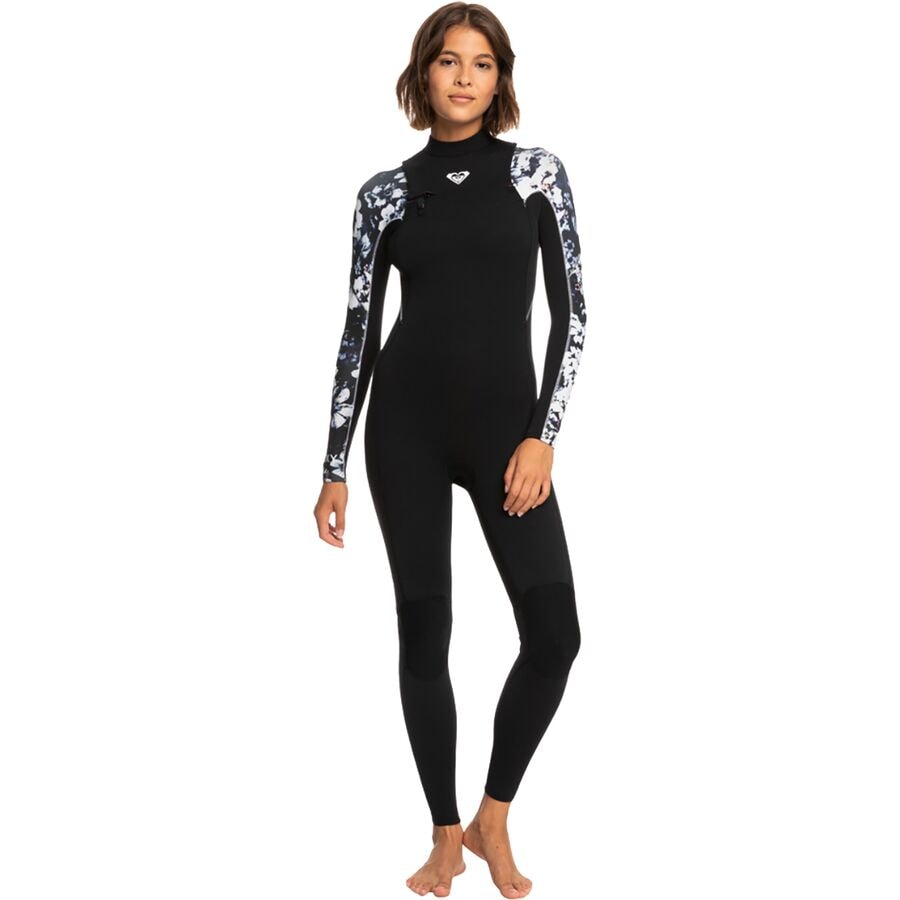 () LV[ fB[X 3/2MM G[g Xt ST vebh `FXg-Wbv GBS EFbgX[c - EBY Roxy women 3/2mm Elite XT ST Printed Chest-Zip GBS Wetsuit - Women's True Black Black Flowers