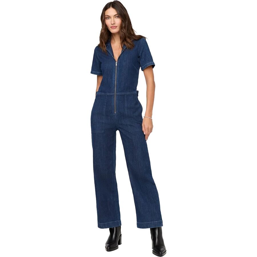 (取寄) デュア レディース パフォーマンス デニム ショート スリーブ ジャンプスーツ - ウィメンズ DU/ER women Performance Denim Short Sleeve Jumpsuit - Women's Dark Stone