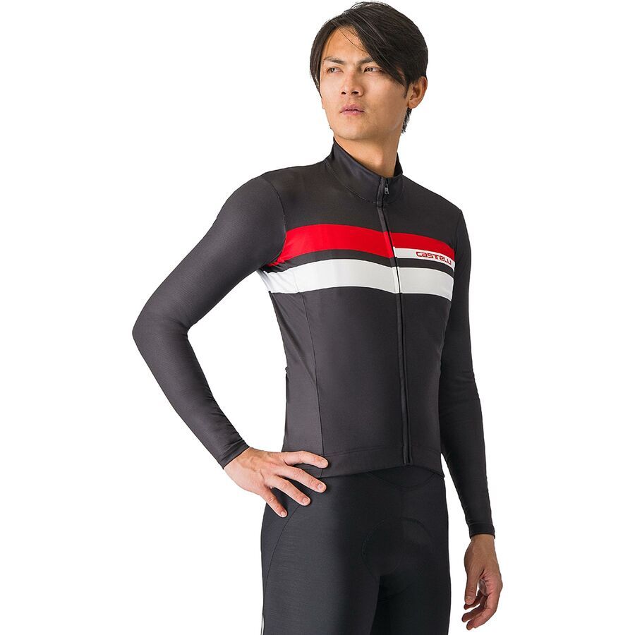 (取寄) カステリ メンズ ロング-スローブ ジャージ - メンズ Castelli men Lineare Long-Sleeve Jersey - Men's Light Black/Red Cts/White