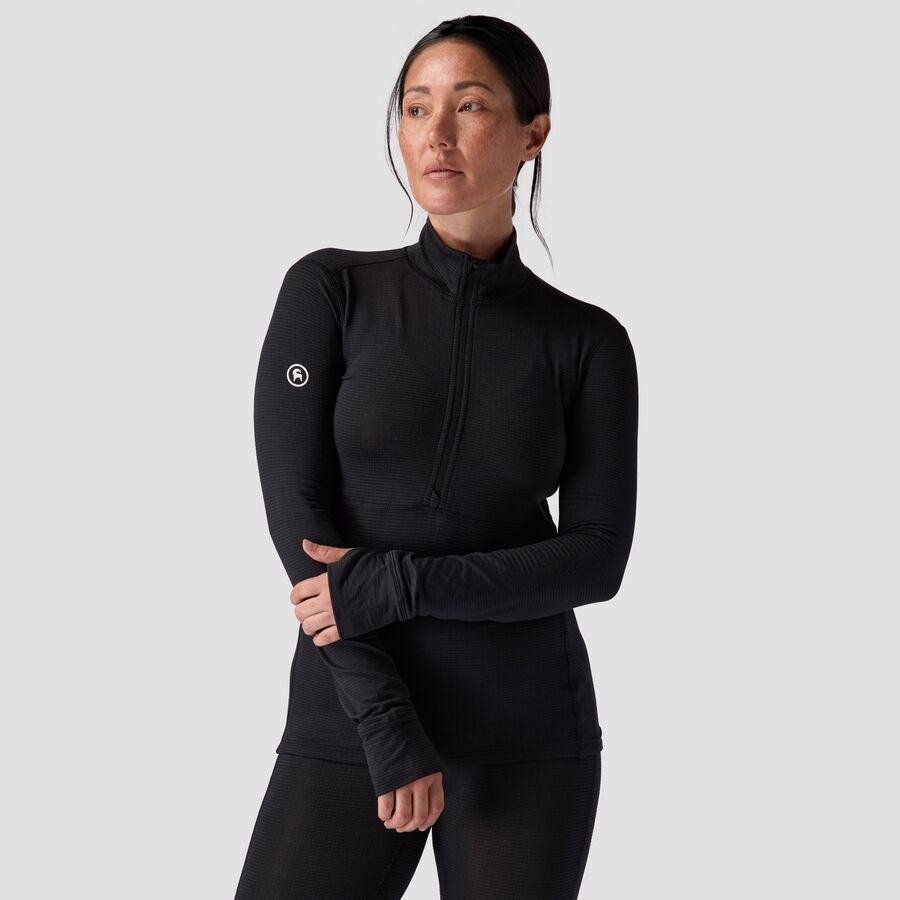 (取寄) バックカントリー レディース パインズ ベースレイヤー- 1/4-ジップ トップ - ウィメンズ Backcountry women Pines Microgrid Ultra-Lt Baselayer 1/4-Zip Top - Women's Black