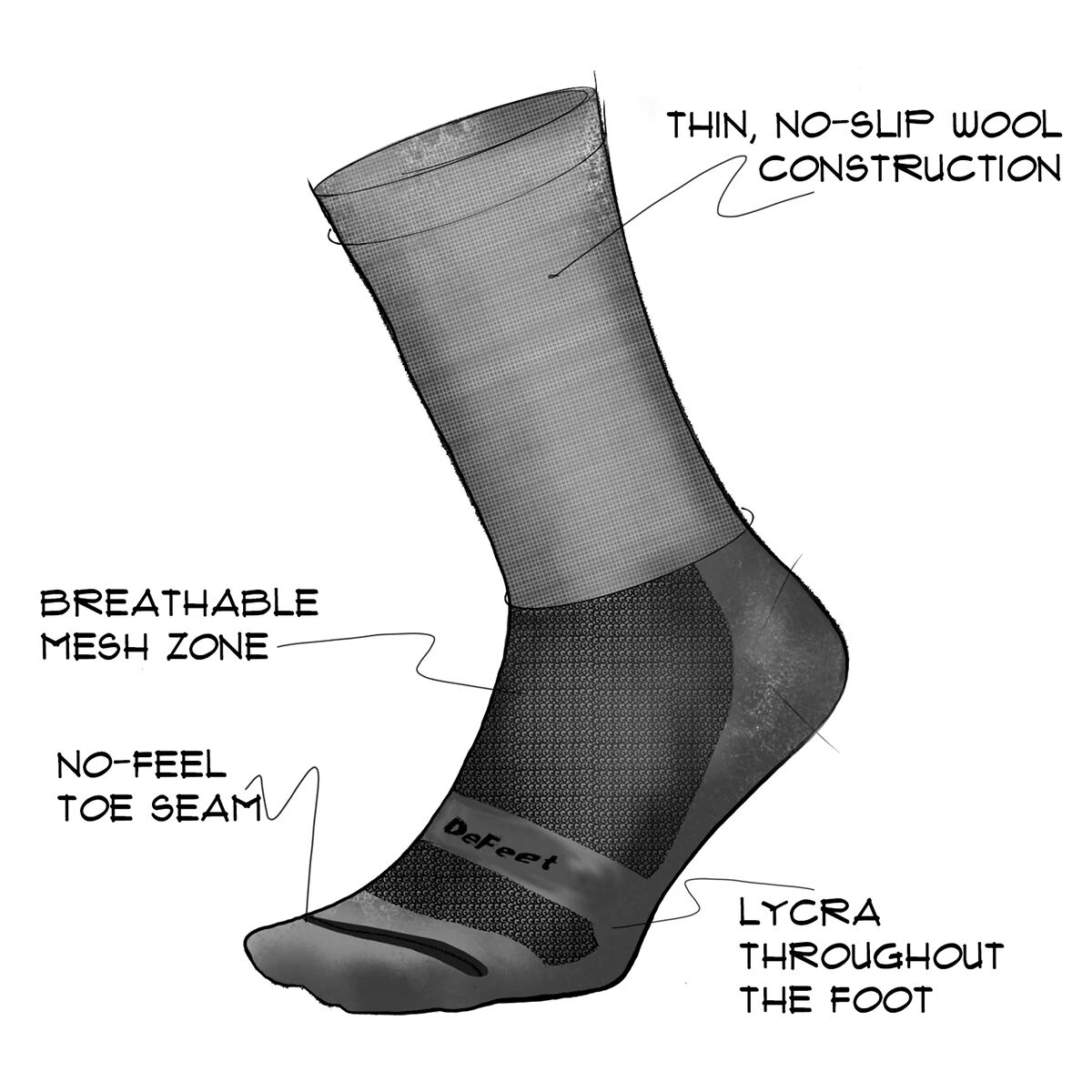 (���) �ǥե����� �����륤������ �ץ� 3����� D-���� ���å��� DeFeet Wooleator Pro 3in D-Logo Sock Gravel Grey