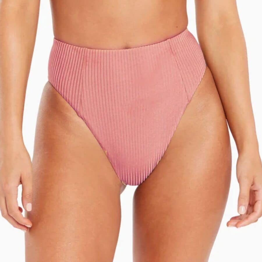 (取寄) ビタミン A レディース シエナ ハイ ウェスト チーキー カット ビキニ ボトム - ウィメンズ Vitamin A women Sienna High Waist Cheeky Cut Bikini Bottom - Women's Pink Sands Shimmer Rib