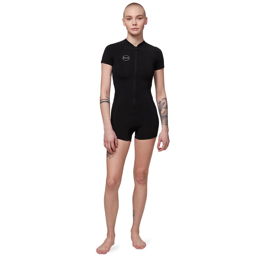 () Ij[ fB[X oCA 2/1mm tg Wbv V[gX[u XvOX[c - EBY O'Neill women Bahia 2/1mm Front Zip Short-Sleeve Springsuit - Women's Black/Black/Black