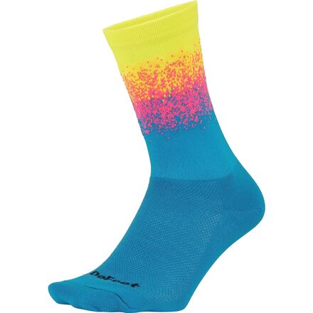 袜子 - (取寄) デフィート 6インチ ソック DeFeet Aireater 6in Sock Neon Yellow/Hi-Vis Pink/Process Blue