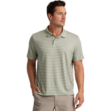 (取寄) フリーフライ メンズ エレベート ポロ シャツ - メンズ Free Fly men Elevate Polo Shirt - Men's Smooth Sailing Stripe - Heather Desert Sage