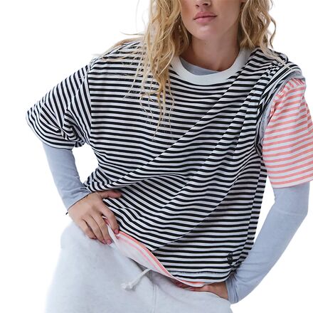 (取寄) エフピー ムーブメント レディース ストライプ タックル T-シャツ - ウィメンズ FP Movement women Stripe Tackle T-Shirt - Women's Court Stripe Black W