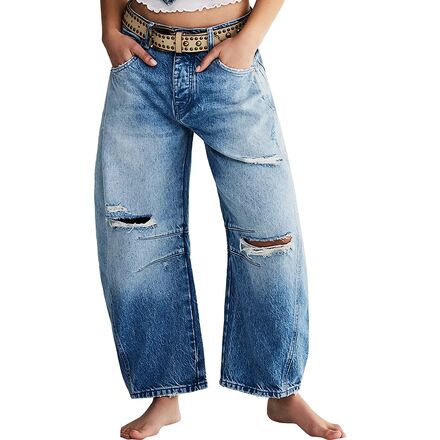 樂天商城 - (取寄) フリーピープル レディース グッド ラック ミッド ライズ バレル パンツ - ウィメンズ Free People women Good Luck Mid Rise Barrel Pant - Women's Barnyard Blue
