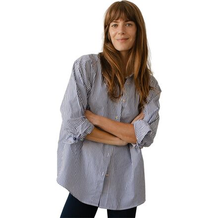 乐天商城 - (取寄) レディース ザ ポップ シャツ - ウィメンズ Donni women The Pop Shirt - Women's Navy Stripe