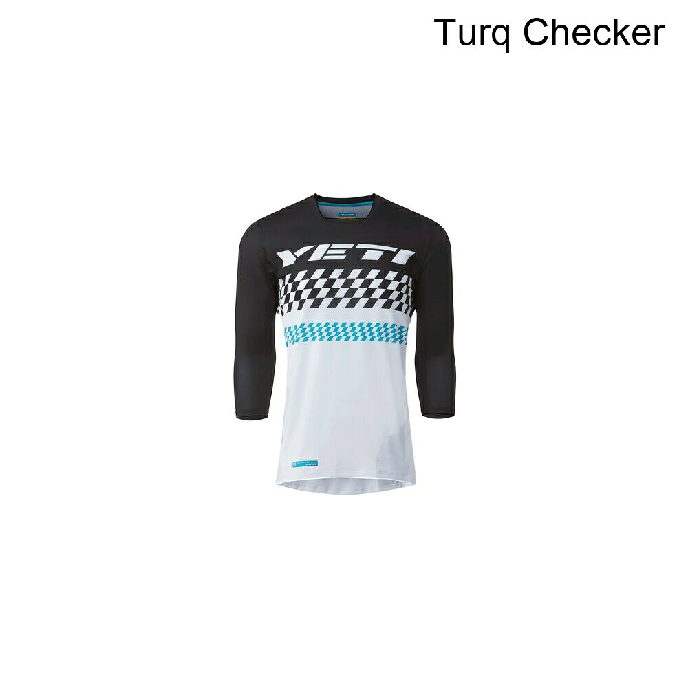 (取寄) イエティサイクルズ メンズ エンデューロ 3/4-スリーブ ジャージ - メンズ Yeti Cycles men Enduro 3/4-Sleeve Jersey - Men's Turq Checker