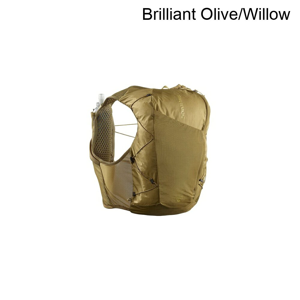 (取寄) サロモン アクティブ スキン 12L ハイドレーション ベスト セット Salomon Active Skin 12L Hydration Vest Set Brilliant Olive/Willow