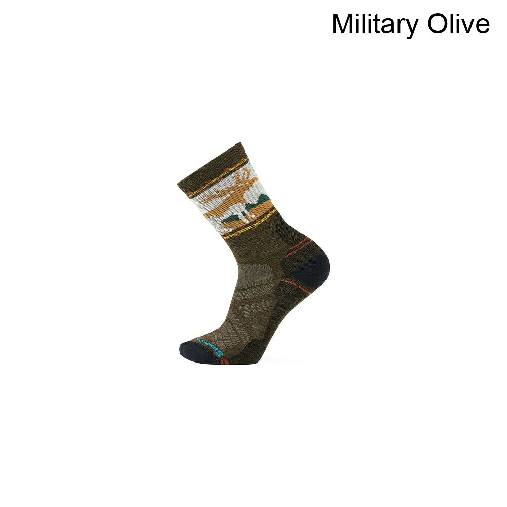 (取寄) スマートウール メンズ ハイク ライト クッション マウンテン ムース クルー ソック - メンズ Smartwool men Hike Light Cushion Mountain Moose Crew Sock - Men's Military Olive