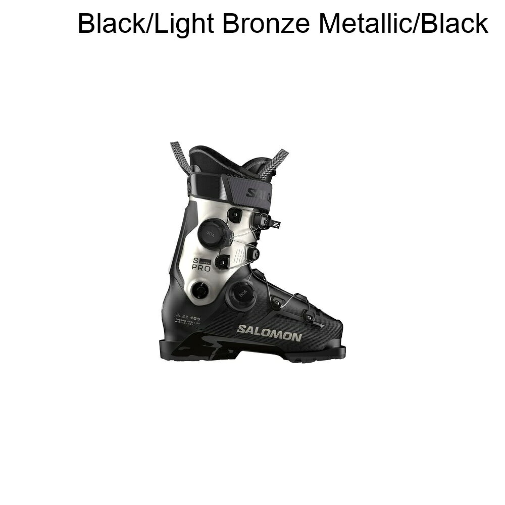 (取寄) サロモン レディース S/30 スープラ デュアル ボア 105 GW ブーツ - - ウィメンズ Salomon women S/Pro Supra Dual BOA 105 GW Boot - 2026 - Women's Black/Light Bronze Metallic/Black