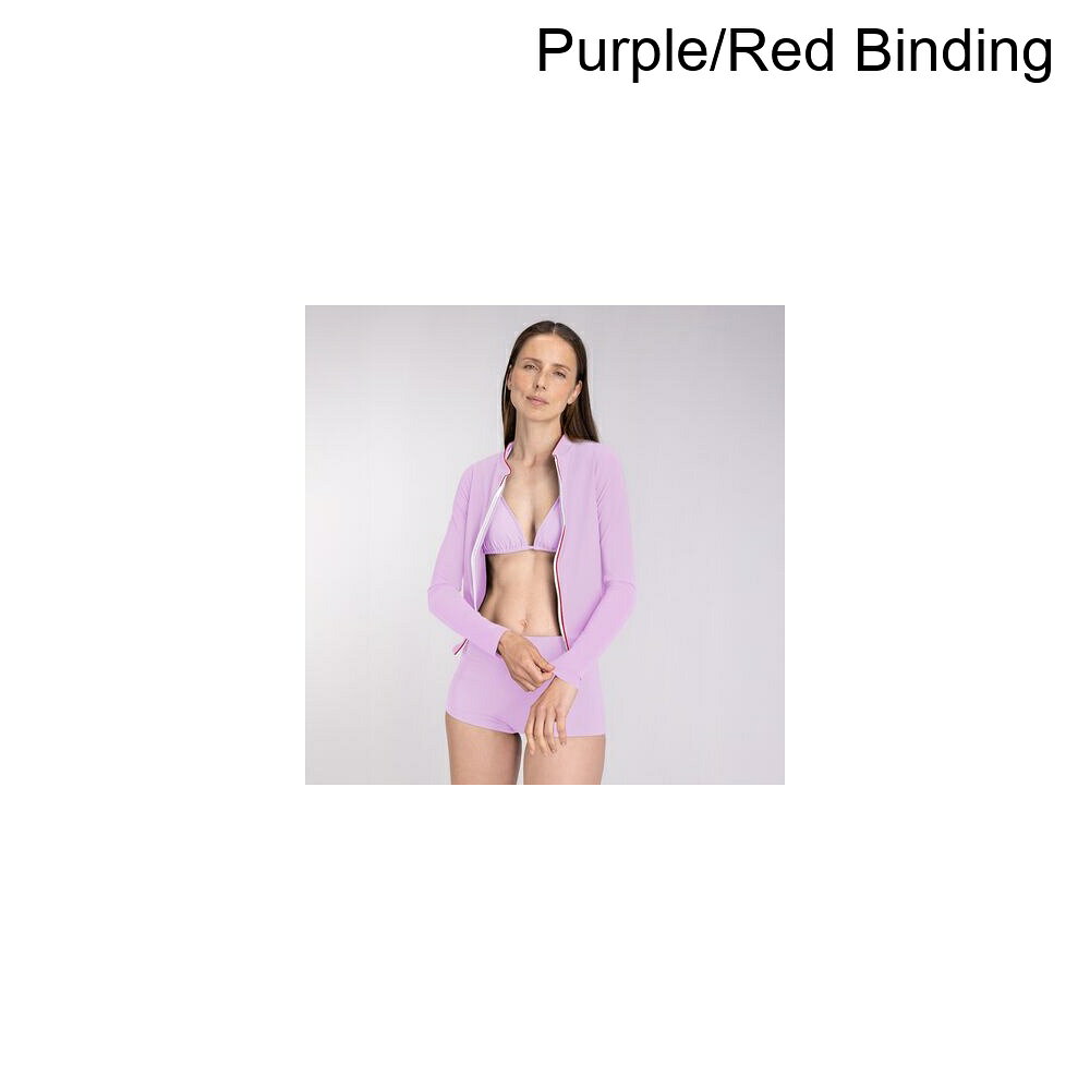 スウィートラグの(取寄) レディース ラッシュ ガード ウィズ ジップ - ウィメンズ Wallien women Rash Guard with Zip - Women's Purple/Red Binding｜アングル3