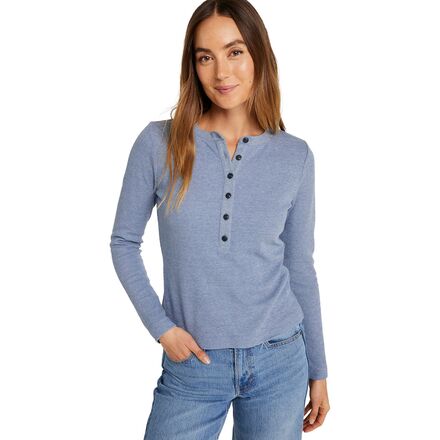 Ladies Wear - (取寄) エルエルビーン レディース シグニチャー プレミアム サーマル ロング-スローブ ヘンリー シャツ - ウィメンズ L.L.Bean women Signature Premium Thermal Long-Sleeve Henley Shirt - Women's Indigo Heather