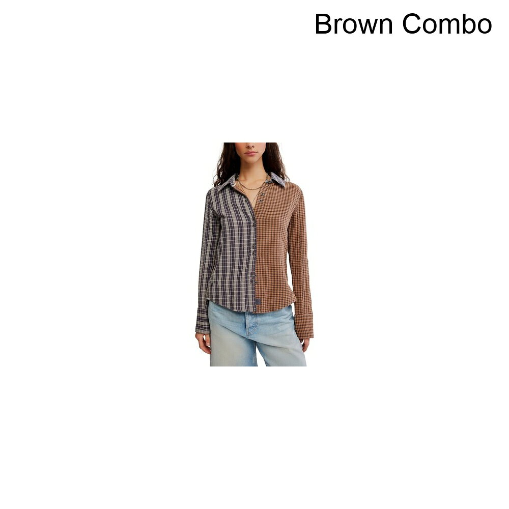 (取寄) フリーピープル レディース ベニー スリム YD プレイド シャツ - ウィメンズ Free People women Benny Slim Yd Plaid Shirt - Women's Brown Combo sweetrag-18586895 スウィートラグ パッケージ画像