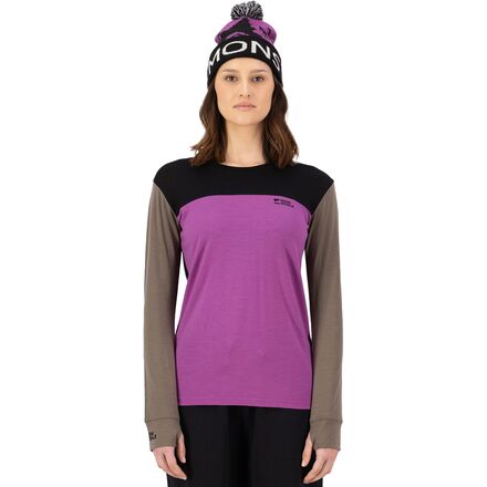 Outdoor Wear - (取寄) モンスロイヤル レディース ヨーテイ ロング スリーブ トップ - ウィメンズ Mons Royale women Yotei Long Sleeve Top - Women's Purple Bolt/Walnut/Black
