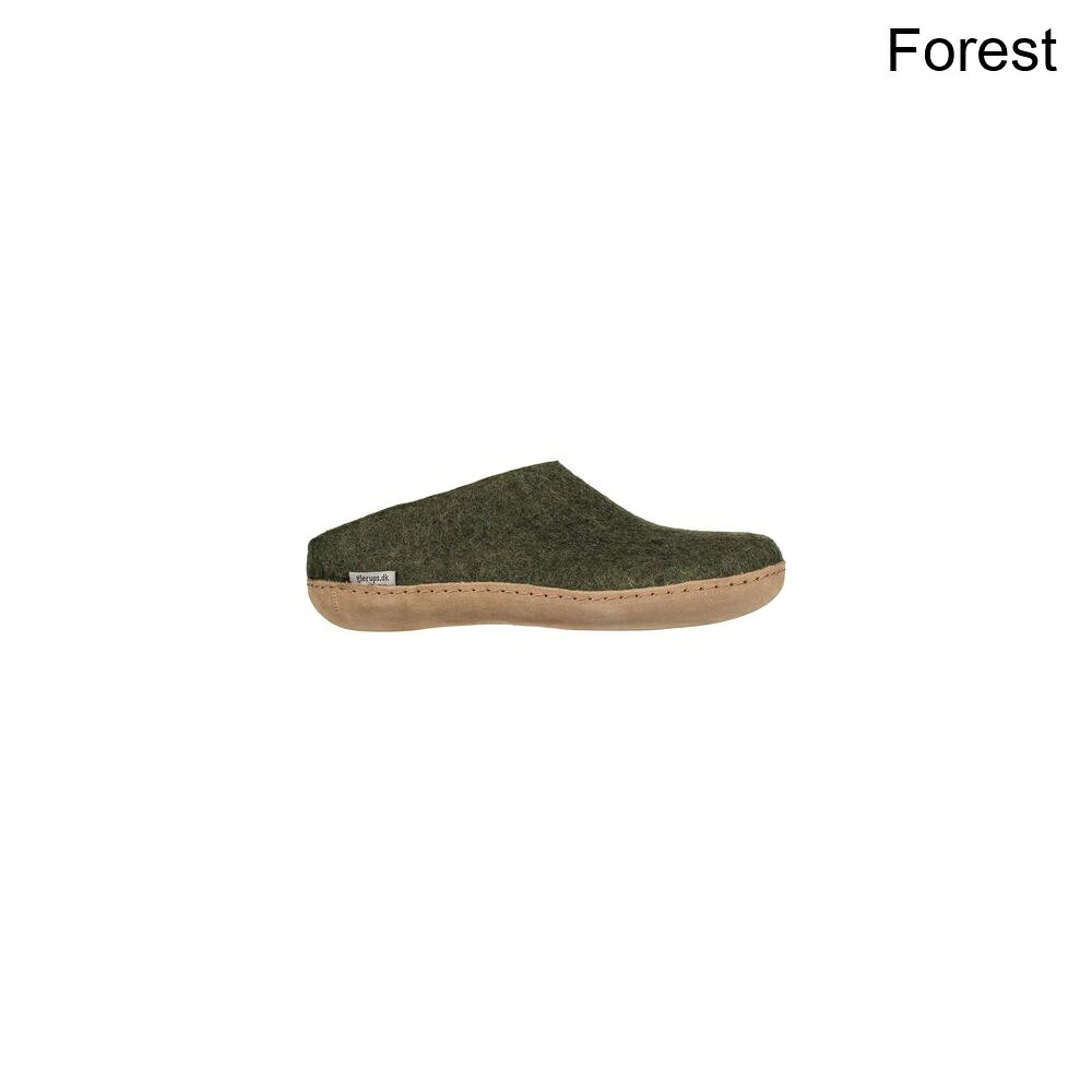 (取寄) グレーラップ ザ スリッポン レザー スリッパ Glerups The Slip-On Leather Slipper Forest