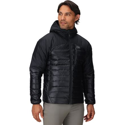 (取寄) アウトドア リサーチ メンズ ヘリウム ダウン フーデット ジャケット - メンズ Outdoor Research men Helium Down Hooded Jacket - Men's Solid Black