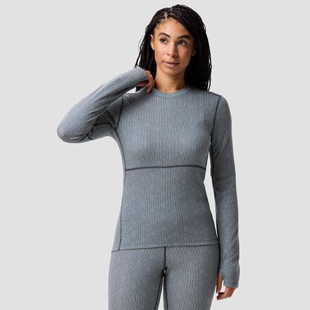 Outdoor Wear - (取寄) バックカントリー レディース RWS メリノ ベースレイヤー— クルー トップ - ウィメンズ Backcountry women Cedars RWS Merino Mid-Wt Baselayer Crew Top - Women's Midnight Blue Micro Stripe Print
