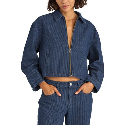 樂天商城 - (取寄) リズム レディース ピンストライプ クロップド ジャケット - ウィメンズ Rhythm women Pinstripe Cropped Jacket - Women's Indigo