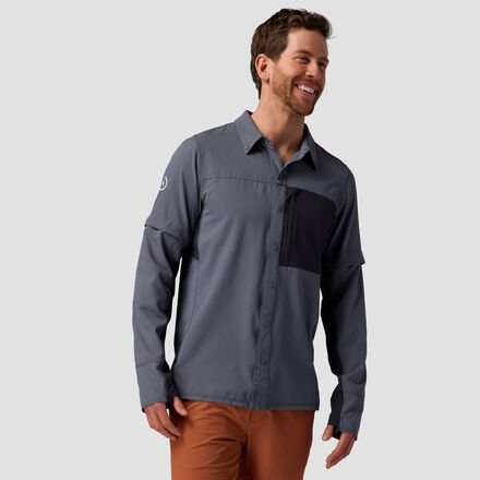 (取寄) バックカントリー メンズ タホ ウーブン コンバーチブル スナップ-アップ シャツ - メンズ Backcountry men Tahoe Woven Convertible Snap-Up Shirt - Men 039 s Turbulence/Black
