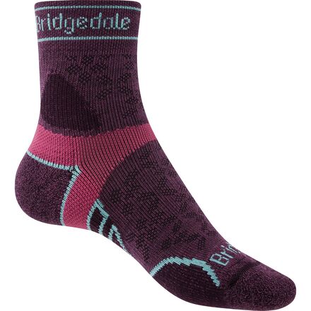 Socks - (取寄) ブリッジデール レディース トレイル ラン Lw T2 メリノ パフォーマンス 3/4 クルー ソック - ウィメンズ Bridgedale women Trail Run LW T2 Merino Performance 3/4 Crew Sock - Women's Charcoal/Purple