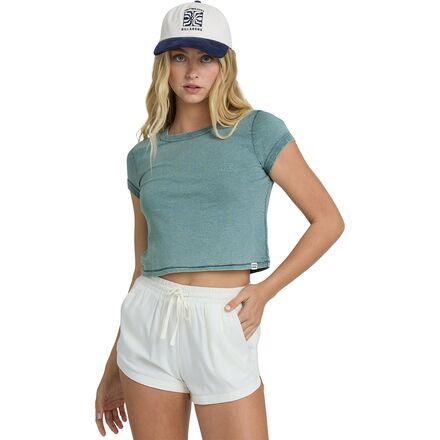 Rakuten - (取寄) ビラボン レディース デイリー T-シャツ ショートスリーブ ニット トップ - ウィメンズ Billabong women Daily T-Shirt Short-Sleeve Knit Top - Women's Blue Mist