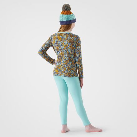 (取寄) スマートウール キッズ メリノ 250 ベースレイヤー— クルー トップ - キッズ Smartwool kids Merino 250 Baselayer Crew Top - Kids' Pacific Blue Floral 2