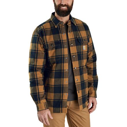 Rakuten - (取寄) カーハート メンズ リラックスド-フィット フィット フランネル シャルパラインド シャツ ジャケット - メンズ Carhartt men Relaxed Fit Flannel Sherpa-Lined Shirt Jacket - Men's Carhartt Brown