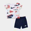 (取寄) ナイキ インファント アクティブ ジョイ T-シャツ アンド ショーツ セット Infant Nike Active Joy T-Shirt and Shorts Set white/midnight navy 66K471_BAK