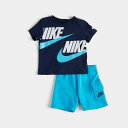 (取寄) ナイキ ボーイズ ベビー HBR Tシャツ アンド フレンチ テリー カーゴ ショーツ セット Boys' Infant Nike HBR T-Shirt and French Terry Cargo Shorts Set navy/aqua 66J213_F85
