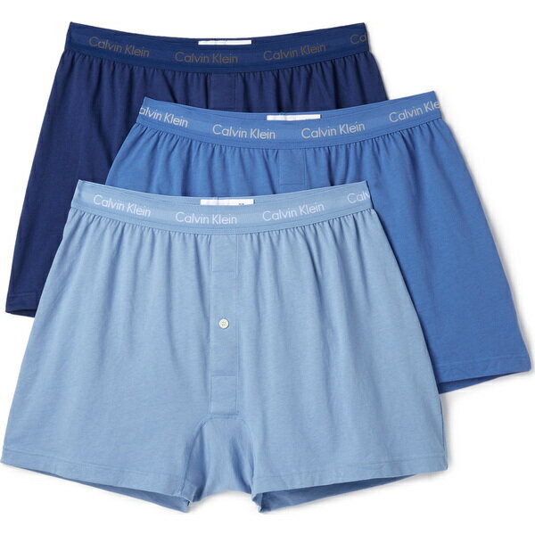(取寄)カルバンクライン アンダーウェア メンズ コットン クラシック 3 パック ニット ボクサー Calvin Klein Underwear Men's Cotton Classic 3 Pack Knit Boxers BlueAssorted