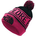 【エントリーでポイント10倍】(取寄)ノースフェイス ユース レトロ エクスプロア ポン ビーニー The North Face Youth Retro Explore Pom Beanie Mr. Pink/TNF Black