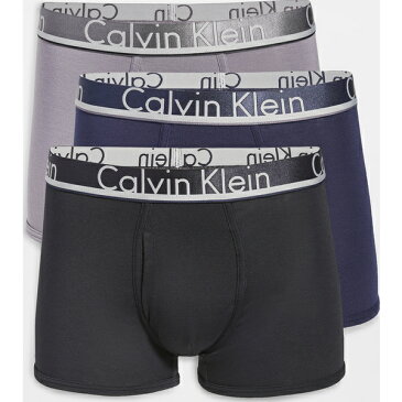 (取寄)カルバンクライン アンダーウェア コンフォート マイクロファイバー 3 パック トランクス Calvin Klein Underwear Comfort Microfiber 3 Pack Trunks Shoreline Black Cement