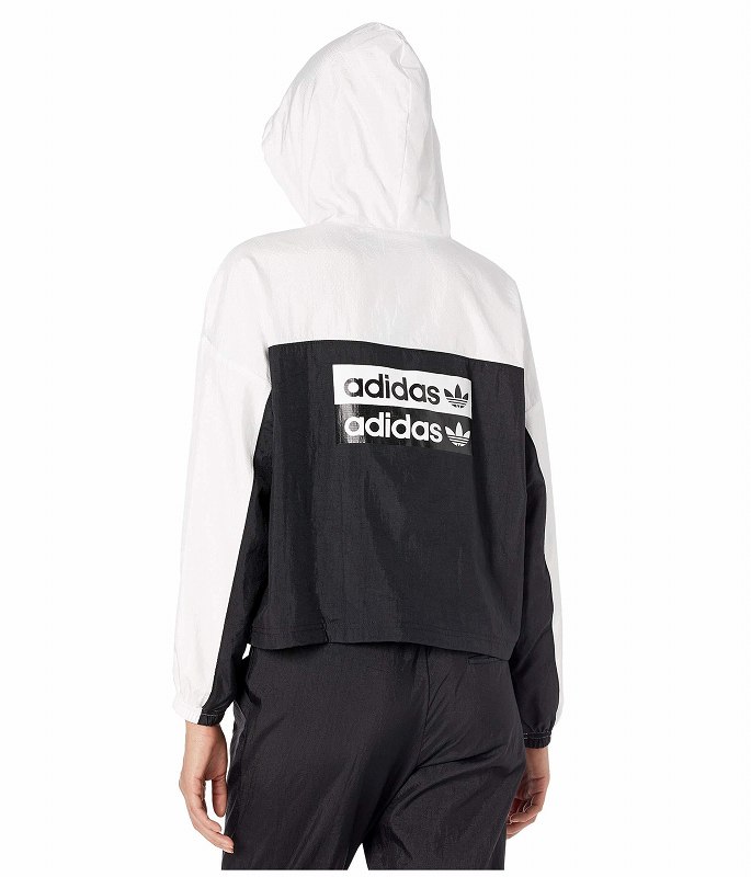 最安値 21 取寄 アディダス Adidas Originals Women Adidas Originals Logo Tape Windbreaker White Black スウィート オリジナルス レディース アディダス オリジナル ロゴ テープ ウインドブレーカー ウィンドブレーカー
