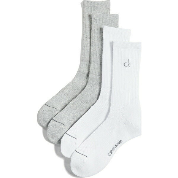 カルバンクライン 靴下 4足セット ハイソックス 4パック クルー スポーツ ソックス 4足組 Calvin Klein Underwear 4pk Crew Sport Socks Grey White
