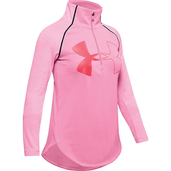 (取寄)アンダーアーマー ガールズ 女の子 テック グラフィック ビッグ ロゴ 1/2 ジップ トップ Under Armour Girls Tech Graphic Big Logo 1/2 Zip Top Lipstick / Beta 送料無料