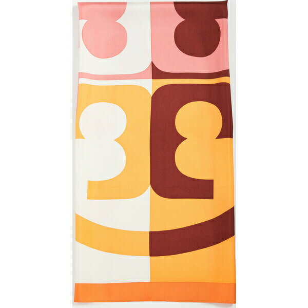 (取寄)トリーバーチ レディース カラーブロック ロゴ シルク スクエア スカーフ Tory Burch Women's Colorblock Logo Silk Square Scarf Orange 送料無料