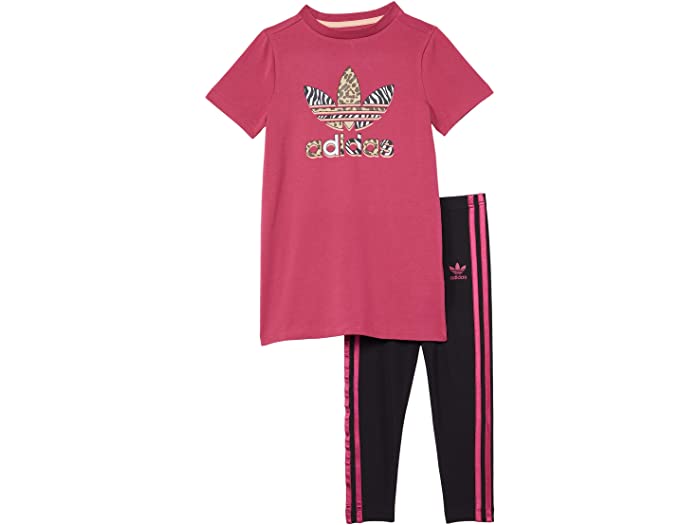 (取寄)アディダス オリジナルス キッズ グラフィック プリント ティー ドレス セット (トドラー/リトル キッズ) adidas Originals Kids Graphic Print Tee Dress Set (Toddler/Little Kids) Wild Pink/Multicolor
